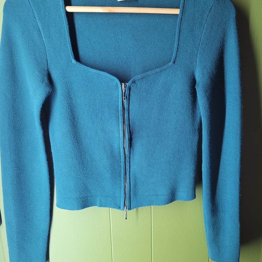 Abercrombie & Fitch Teal Zippered Cardigan